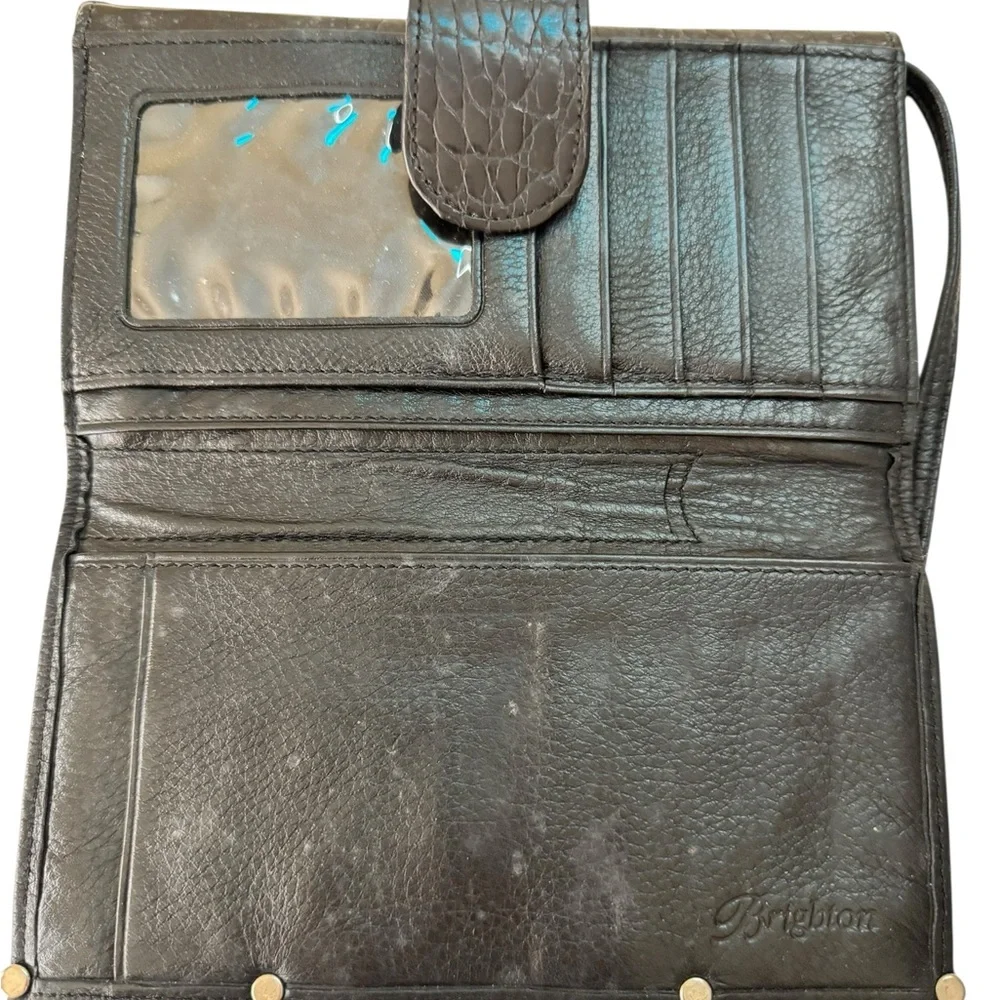 Brighton Black Leather Crossbody Bag Vintage Y2K Shoulder Mini Retro‎